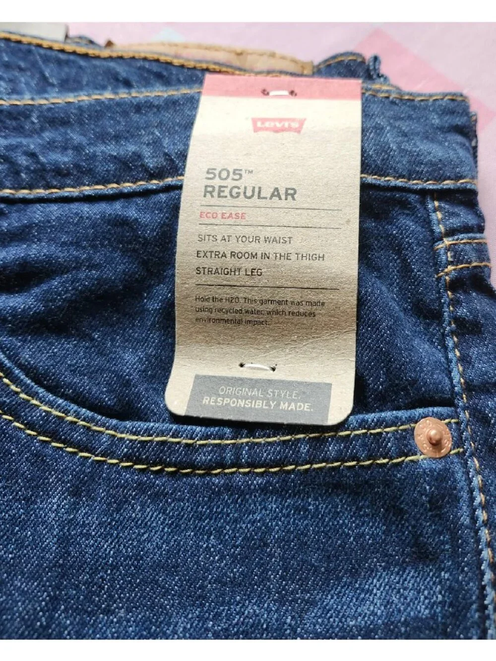 NWT Levi's Mens 505 Regular Fit Jeans Straight Leg Dark Wash 36x36